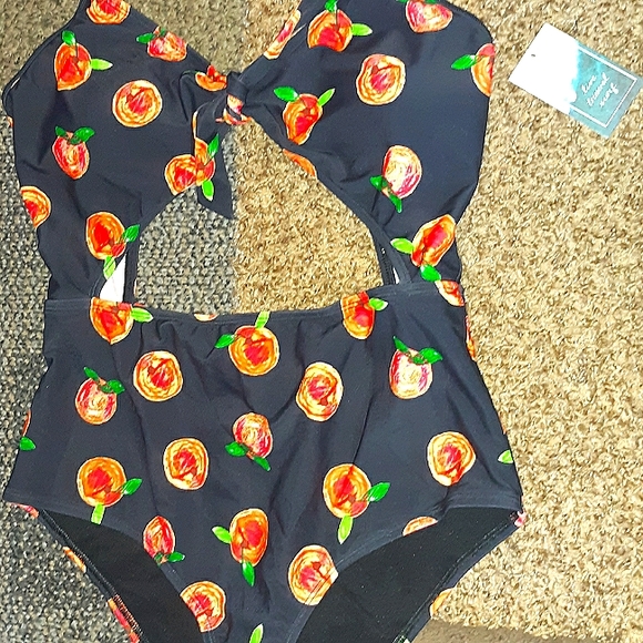 NWT*XL* EIDON gorgeous Peach Print High waist Surf Monokini* - Picture 2 of 15